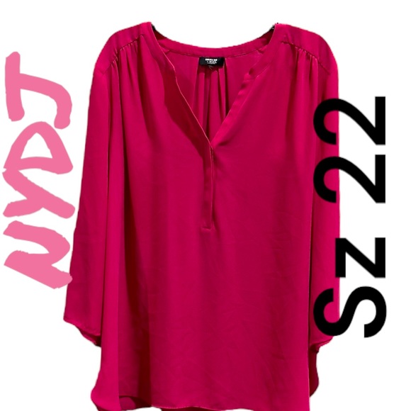 Curves 360 NYDJ Sz 22 Curves 360, Bright Pink Tunic Blouse - Picture 3 of 8